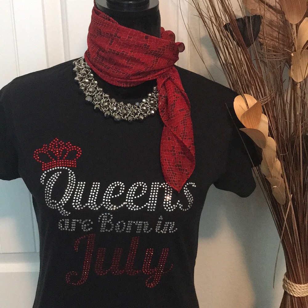 Queens are born in July!!! Rhinestone T-shirt